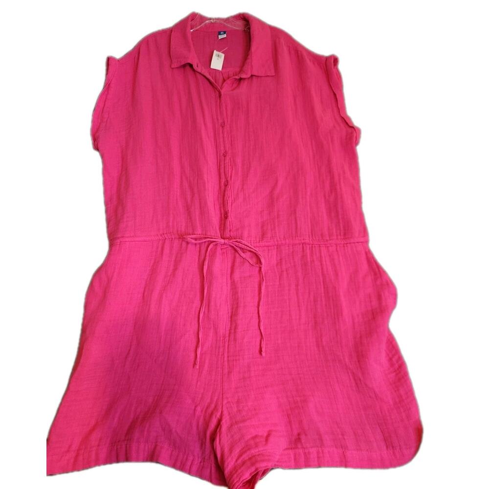 Old Navy Women's XXL TALL Cosmos Pink Beach Sleeveless Romper Jumper Shorts NWT